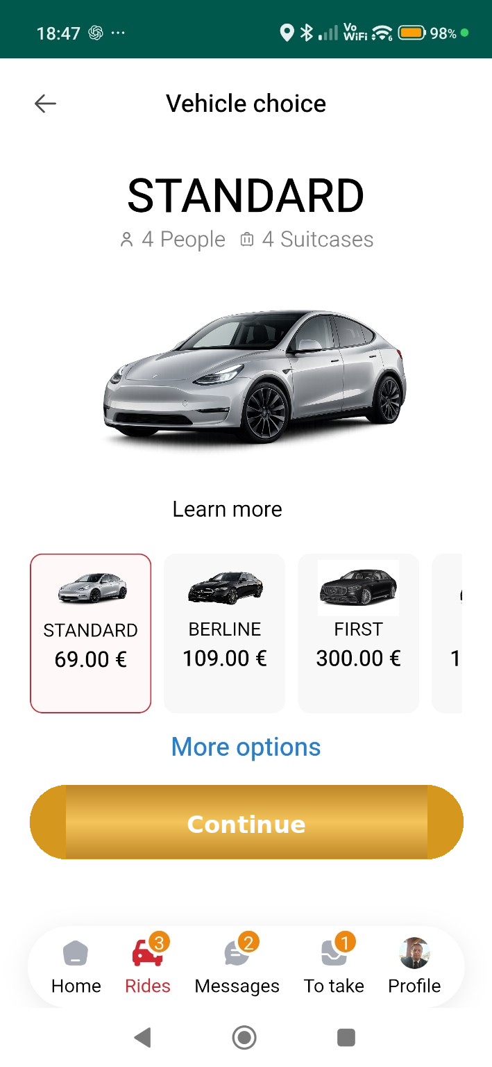 Application Bella Transport pour réserver un chauffeur privé VTC à Paris